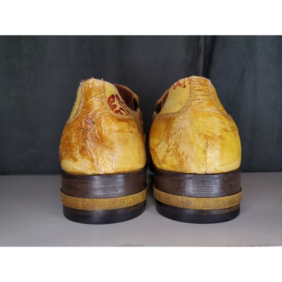 Jo Ghost Italian Yellow Crocodile Leather Loafers Vero Cuoio Shoes EU45 US 12.5 - Picture 6 of 16